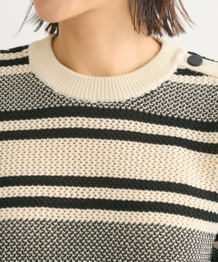 Green Parks ランダムボーダーニットプルオーバー Ivory