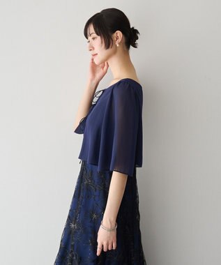 YECCA VECCA 【2点SET】フラワー柄スパンコール刺繍ドレス Navy