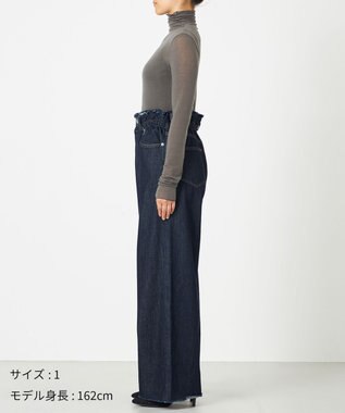 NAVE 【ReNAVE・洗える/軽量】ライトデニム ウエストギャザーパンツ ネイビー系