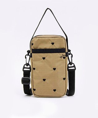 LeSportsac MINI PHONE CROSSBODY/モカブラックハートエンブロイダリー モカブラックハートエンブロイダリー