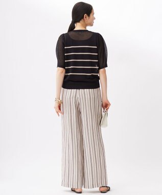 自由区 S 【カタログ掲載・セットアップ対応・洗える】リネンビスコースストライプドロスト パンツ フラックス系