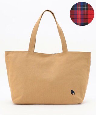 J.PRESS LADIES 【完全受注生産】ポーチ付き キャンバス トートバッグ ベージュ×レッドチェック系
