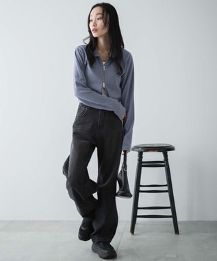 WEGO カーブデニムパンツ ブラック中濃色