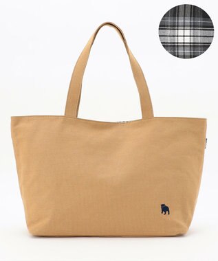 J.PRESS LADIES 【完全受注生産】ポーチ付き キャンバス トートバッグ ベージュ×グレーチェック系