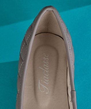 Tiaclasse 【安田美沙子さん着用・撥水】リボンキルティングパンプス　レインシューズ モカ