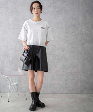 WEGO アウトステッチグラフィックショートT ホワイト