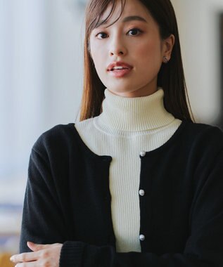 Tiaclasse 【洗える】ラウンドネックミドル丈ニットカーディガン ブラック