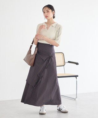 earth music&ecology ランダムキリカエラップスカート Check Navy