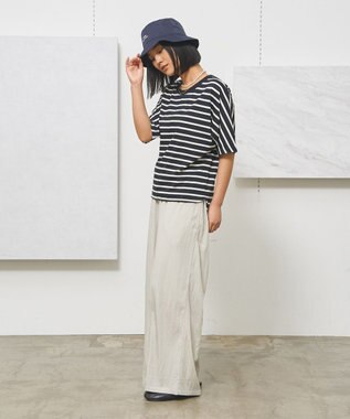 J.PRESS YORK STREET 【WOMEN】ボーダードルマン Tシャツ ブラック系1