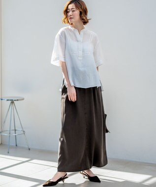 23区 L 【SLOW/一部店舗限定】ガーメントツイル セミフレア スカート ダークブラウン系