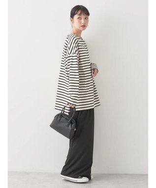 earth music&ecology バック釦ボーダーチュニック Ivory