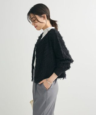 Green Parks フリンジニットカーディガン Black