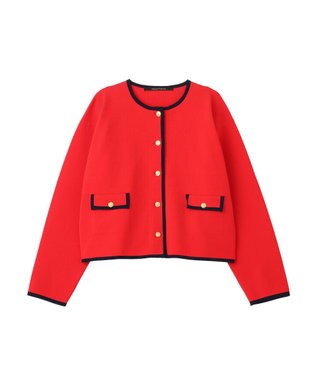YECCA VECCA 金釦トリミングジャケットライクカーディガン Red