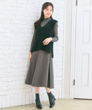 Feroux ジレ付きニット ワンピース グレー系