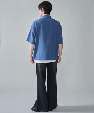 WEGO クレープオープンカラーシャツ（SS） ブルー