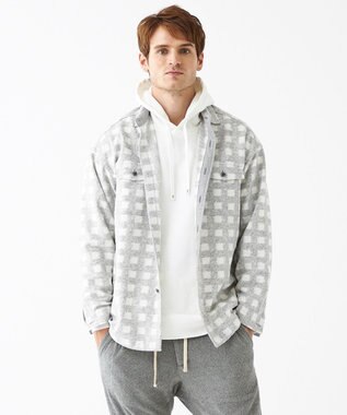 JOSEPH ABBOUD MOUNTAIN 【SPACE／UNISEX】フランネルジャージーチェック シャツ ライトグレー系3