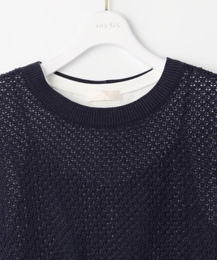 ANY SIS 【貴島明日香さんコラボ・3点セット】メッシュ ニット×キャミ ワンピース ライトブルー