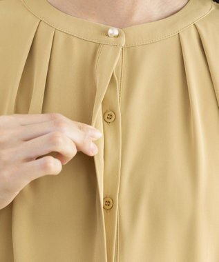 Tiaclasse 【洗える】とろみシャツチュニックブラウス ライム