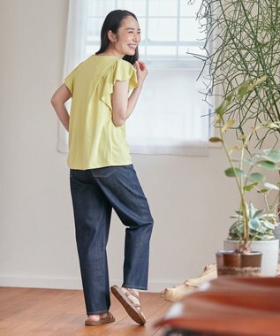 ANY 【接触冷感/UVケア/シワになりにくい】フレアスリーブ Tブラウス ライム