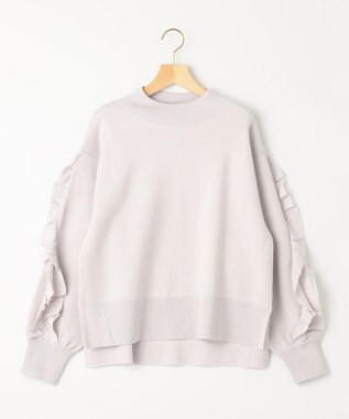 組曲 【WEB限定】袖フリル付きニットプルオーバー ライトグレー系