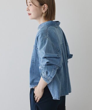 AMERICAN HOLIC Ｗポケットデニムショートシャツ Indigo