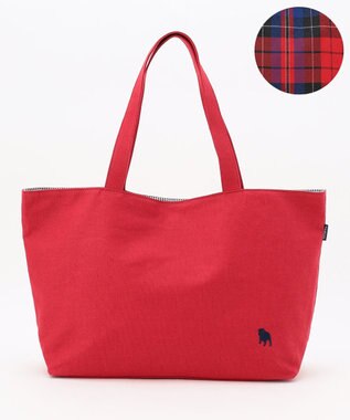 J.PRESS LADIES 【完全受注生産】ポーチ付き キャンバス トートバッグ レッド×レッドチェック系