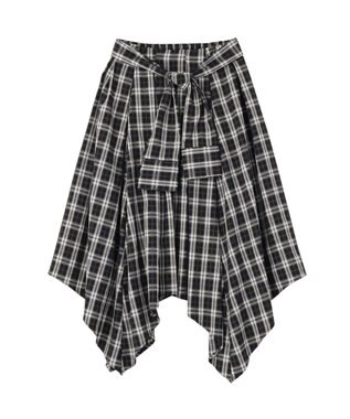 earth music&ecology イレヘムチェックシャツライクスカート Black