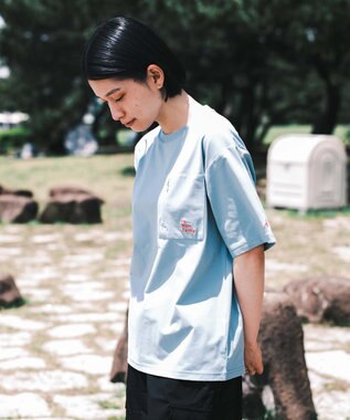 SHARE PARK LADIES 【UVカット・吸水速乾・ストレッチ・軽量 】バックプリントポケットTシャツ（S・Mサイズ） サックスブルー系