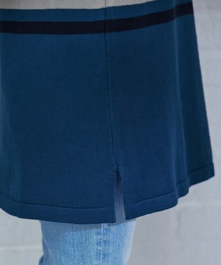 Tiaclasse 【洗える】マルチボーダーニットチュニック ターコイズ