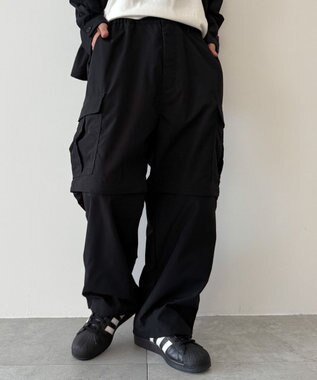 WEGO 【セットアップ対応ITEM】2WAYリップストップカーゴパンツ ブラック
