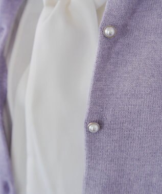 Tiaclasse 【洗える】ラウンドネックミドル丈ニットカーディガン ラベンダー