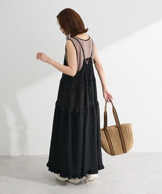 Green Parks ・Petit Fleur フリルティアードキャミワンピ Sax