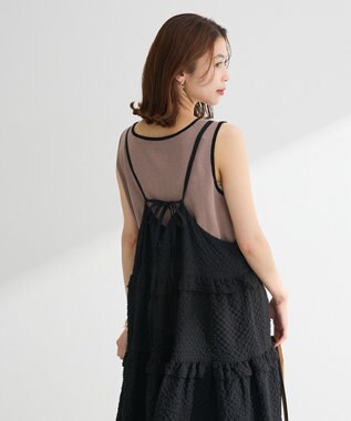 Green Parks ・Petit Fleur フリルティアードキャミワンピ Sax