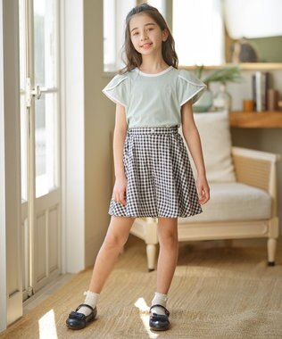 組曲 KIDS 【110-140㎝】フレアーギンガム ショートパンツ ブラック系3