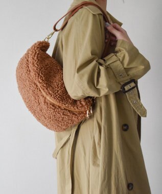 INTER-CHAUSSURES 【ANDREA CARDONE ITALI】レザーストラップボアショルダーバッグ ライトブラウン