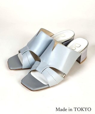 Dominic3 型押しヒール レザーVカットミュール