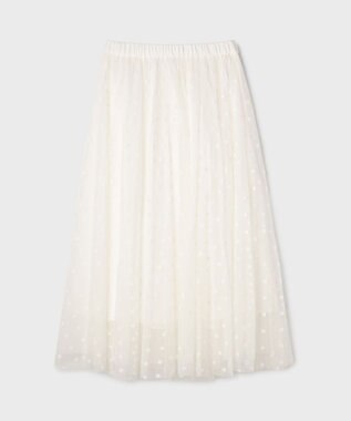 GRACE CONTINENTAL フロッキードットプリーツスカート ホワイト