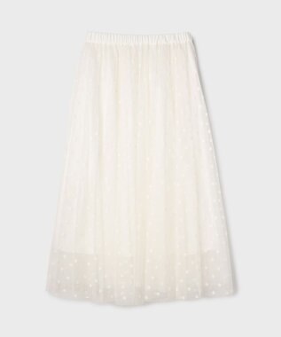 GRACE CONTINENTAL フロッキードットプリーツスカート ホワイト