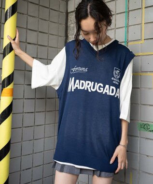 WEGO 【ユニセックス着用ITEM/2点セット】アンサンブルゲームロゴニットベスト ネイビー