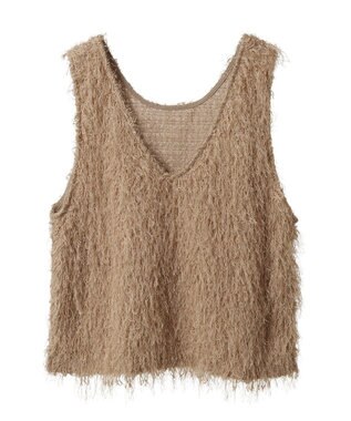 AMERICAN HOLIC 【前後2way】サイドスリットシャギーベスト Beige