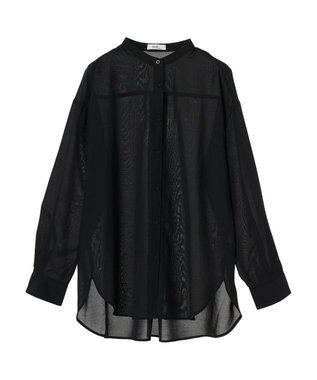 earth music&ecology シアーバンドカラーシャツ Black