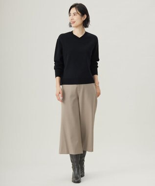 J.PRESS LADIES L 【WEB限定カラーあり・洗える】ツムギート flannel ワイド クロップド パンツ ベージュ系