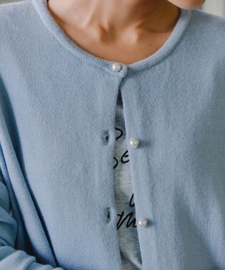 Tiaclasse 【洗える】ラウンドネックミドル丈ニットカーディガン サックス