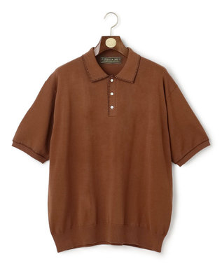 J.PRESS MEN 【WEB・一部店舗限定】Blanket Stitch Knit Polo ダークブラウン系