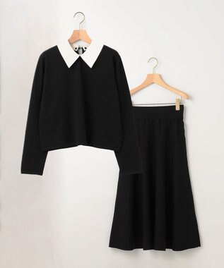 組曲 【WEB限定】ELENA襟付き セットアップワンピ チャコールグレー系