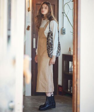 23区 【SLOW】ストレッチ コーデュロイ ジャンパースカート キャメル系