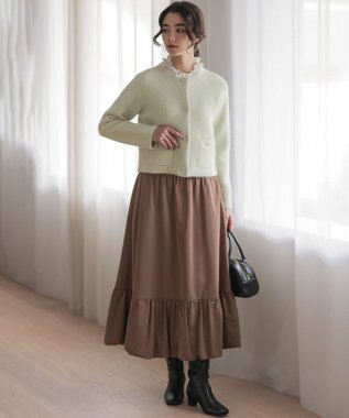 組曲 L 【加藤ローサさん着用】フラッフィーファーニット ジャケット ライムグリーン系