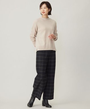 J.PRESS LADIES 【洗える】チェルビックチェック セミワイド パンツ ネイビーチェック系3