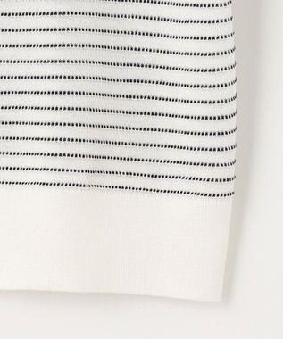 J.PRESS LADIES L 【洗える・抗菌防臭】コットンアセテート ボーダー ドルマン ニット ホワイト系1