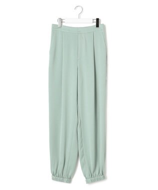 23区 【防シワ性/吸水速乾】ジョーゼットサテン ジョグパンツ ライトグリーン系